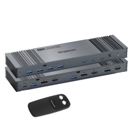 Simplecom KM490 Hdmi And DisplayPort Dual Monitor Kvm Switch For 2 Computers With 4-Port USB 3.0 Hub 5Gbps 8K@60Hz KM490