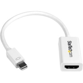 StarTech.com Mini DisplayPort To Hdmi Adapter, Active Mini DP To Hdmi Video Converter For Monitor/Display, 4K 30Hz, MDP To Hdmi Adapter, White - White Active Mini DisplayPort To Hdmi Adapter Dongle - 4K 30Hz/1080p/7.1 Audio/HDCP 1.4 - Mini DP 1.2 To Hdmi