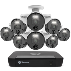 Swann NVR-7680 WITH 2TB HDD 8 X 4K UPSCALE CAMERAS WITH HEAT MOTION-SENSING SPOTLIGHTS NIGHT2DAY COLOR NIGHT VISION AUDIO NHD-875WLB SWNVK-876808