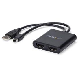 StarTech.com Mini DisplayPort To DisplayPort Multi Monitor Splitter - 2-Port Mst Hub - MDP 1.2 To 2x DP Mst Hub - 30 Hz To 60 Hz - 3840 × 2160 - 2 M Maximum Operating Distance - DisplayPort - USB MSTMDP122DP