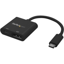 StarTech.com USB C To DisplayPort Adapter With 60W Power Delivery Pass-Through - 4K 60Hz USB Type-C To DP 1.2 Video Converter W/ Charging - 1 X 24-pin USB Type C - Male - 1 X 20-pin DisplayPort Digital Audio/Video - Female - Black CDP2DPUCP