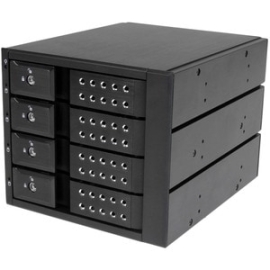 StarTech.com Drive Enclosure For 5.25" Sata/600, Serial Attached Scsi (Sas) - 6Gb/s Sas Host Interface Internal - Black - Connect And Hot Swap Four 3.5in Sata Iii Or Sas Ii Hard Drives To Your Computer System In Three 5.25" Bays, With Support For Sata 6