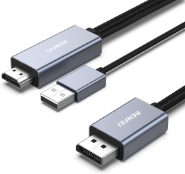 Benfei 344Gy-3M Hdmi To DisplayPort Unidirectional 4K Active Cable With USB Powered 3M ELEBEN344GY3M