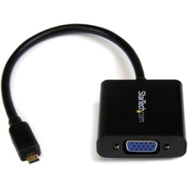 StarTech.com Micro HdmiÂ® To VGA Adapter Converter For Smartphones / Ultrabook / Tablet - 1920x1080 - 1 X 19-pin Micro Hdmi Type D Digital Audio/Video - Male - 1 X 15-pin Hd-15 - Female - Black MCHD2VGAE2