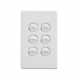 4C | Elegant Wall Switch 6 Gang 250V 16A - Vertical 040.0.0093