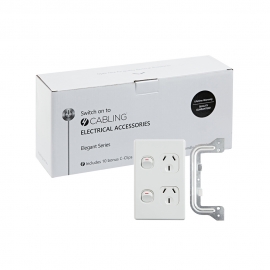 4C | Elegant Double Power Point 250V 10A - Vertical - 10 Pack with 10 FREE C-Clips 040.0.0099.10PACK