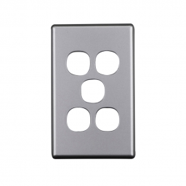 4C | Elegant 5 Gang Aluminium Plate - Silver Matte 040.0.0106