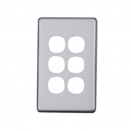 4C | Elegant 6 Gang Aluminium Plate - Silver Matte 040.0.0107