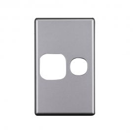 4C | Elegant Single GPO Aluminium Plate - Vertical - Silver Matte 040.0.0109