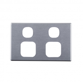 4C | Elegant Double power point Aluminium Plate - Silver Matte 040.0.0110