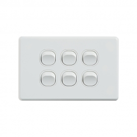4C | Classic 6 Gang Switch 250V 16AX - Horizontal 040.000.0294