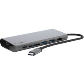Belkin USB Type C Docking Station For Notebook - Charging Capability - Memory Card Reader - Sd - 60 W - 1 Displays Supported - 4K - 3840 X 2160 - 3 X USB Ports - 2 X USB 3.0 - USB Type-C - Network (Rj-45) - HDMI - Wired - Gigabit Ethernet - 60W F4U092BTS
