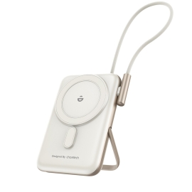 Choetech B735-Wh 10000mAh 20W MagLeap Wireless Power Bank White With Phone Holder And Build-in Cable ELECHOB735WH