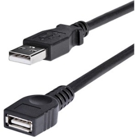 StarTech.com 6 Ft Black USB 2.0 Extension Cable A To A - M/F - Cable For Peripheral Device, Pc, Mac, Printer - First End: 1 X 4-pin USB 2.0 Type A - Male - Second End: 1 X 4-pin USB 2.0 Type A - Female - 480 Mbit/s - Extension Cable - Shielding - Nickel