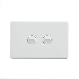 4C | Elegant Wall Switch 2 Gang 250V 16A | Horizontal 040.0.0084