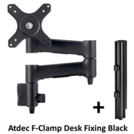 Awms-4640 Swing Arm On Post - Monitors To 34" - Fingertip Adjustments - F-clamp Desk Fixing - Black AWMS-4640-F-B