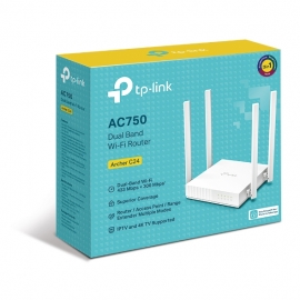 TP-Link Archer C24 AC750 Dual-Band Wi-Fi Router 2.4GHz 300Mbps 5GHz 433Mbps 4xLAN 1xWAN 4xAntennas (Archer C24)