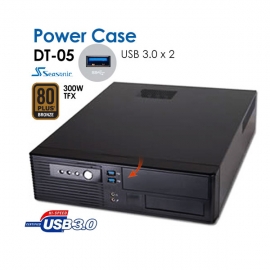 POWERCASE DT05 SLIM DESKTOP with 2 x USB3.0 Ports + Bonus SEASONIC 300W TFX PSU BRONZE (CASPOWDT05U3B)