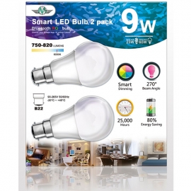 MV SMART BULB 9W B22 TWIN PACK (apple app only ) (ELEMVSBBULBB22-2)