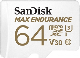 Sandisk Max Endurance Microsdxc Card SQQVR 64G (30 000 HRS) UHS-I C10 U3 V30 100MB/S R 40MB/S W SD Adaptor (FFCSAN64GQQVR)