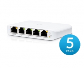 Ubiquiti USW Flex Mini - 5 Port Managed, UniFi, Layer 2 Gigabit Switch - 1x PoE Input - 5 Pack - No PSU (NHU-USW-FLEX-MINI-5)