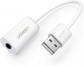 UGREEN USB A Male to 3.5 mm Aux Cable (White) (ACBUGN30712-1)