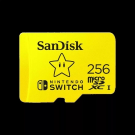 SanDisk And Nintendo Cobranded MicroSDXC, Sqxao, 256GB, U3, C10, Uhs-1, 100MB/s R, 90MB/s W, 3x5, Lifetime Limited SDSQXAO-256G-GN3ZN