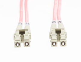 5m Lc-Lc OM4 Multimode Fibre Optic Cable: Salmon Pink FL.OM4LCLC5MP