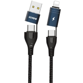Kivee CT10 4-in-1 Charging Cable 1M Black ELEKIVCT10