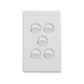 4C | Elegant Wall Switch 5 Gang 250V 16A | Vertical 040.0.0091