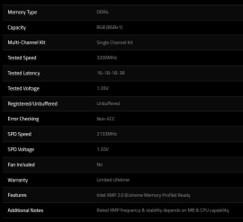 Single Channel: 8GB (1x8GB) DDR4 3200MHz CL16 Aegis - Desktop Memory F4-3200C16S-8GIS