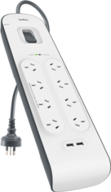 Belkin Surgeplus 8-Outlet USB (2.4A) Surge Protector With 2M Cord BSV804AU2M