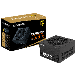 Gigabyte P1000GM 1000W ATX PSU Power Supply, 80+ Gold, Fully Modular, Black Flat Cables, Single +12V Rail, Japanese >100K Hrs (GP-P1000GM)