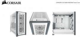 Corsair 5000X RGB TG E-ATX, ATX, USB Type-C, 3x 120mm TGB Front, Radiator 360mm. 7+2 PCI, 4x 2.5' SSD, 2x 3.5' HDD. VGA 420mm. White Tower Case (CC-9011213-WW)