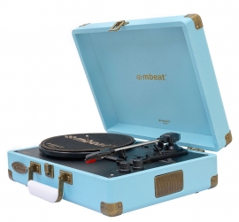 mbeat Woodstock 2 Sky Blue Retro Turntable Player with BT Receiver & Transmitter (MB-TR96BLU)