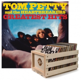 Crosley Record Storage Crate & TOM PETTY GREATEST HITS - DOUBLE VINYL ALBUM Bundle UM-4771426-B