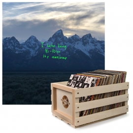 Crosley Record Storage Crate & KANYE WEST - YE - VINYL ALBUM Bundle UM-6778469-B
