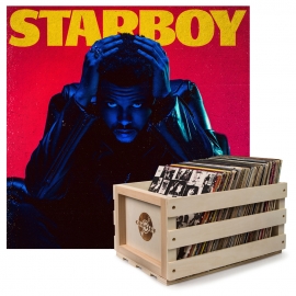Crosley Record Storage Crate & THE WEEKND STARBOY - DOUBLE VINYL ALBUM Bundle UM-5722751-B