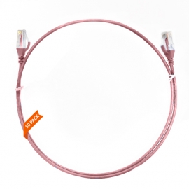 0.25m Cat 6 Ultra Thin LSZH Pack of 50 Ethernet Network Cable. Pink 004.004.7001.50PACK