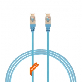 1m Cat 6A RJ45 S/FTP THIN LSZH 30 AWG Pack of 50 Network Cable. Blue 004.300.0003.50PACK