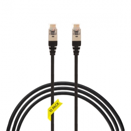 3m Cat 6A RJ45 S/FTP THIN LSZH 30 AWG Pack of 10 Network Cable. Black 004.300.2006.10PACK