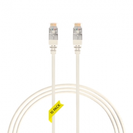0.25m Cat 6A RJ45 S/FTP THIN LSZH 30 AWG Pack of 10 Network Cable. White 004.300.3000.10PACK