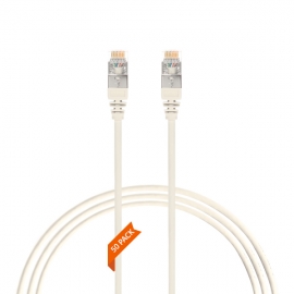0.25m Cat 6A RJ45 S/FTP THIN LSZH 30 AWG Pack of 50 Network Cable. White 004.300.3000.50PACK