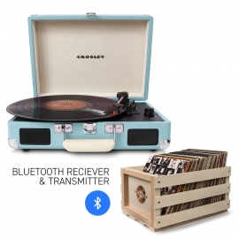 Crosley Cruiser Turquoise - Bluetooth Turntable & Record Storage Crate CR8005FSC-TU4