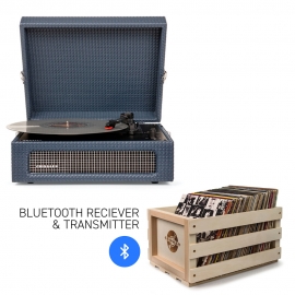 Crosley Voyager Navy - Bluetooth Portable Turntable & Record Storage Crate CR8017BSC-NY4
