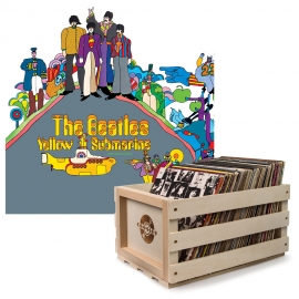 Crosley Record Storage Crate & The Beatles - Yellow Submarine - Vinyl Album Bundle UM-3824671-B
