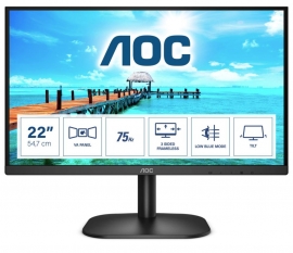 AOC 21.5' 22B2HN FHD (16:9) VA, 75Hz w/ HDMI 1.4, VGA, Tilt, Low Blue, Flicker Free, Ultra Slim, VESA 100mm, Tilt. Home Office Business Monitor
