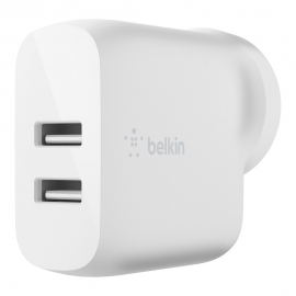 Belkin BOOST CHARGE Dual USB A Wall Charger 24W White - Universally compatibility with most USB devices WCB002auWH