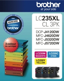 Brother LC-235XL Colour Value Pack,1X Cyan, 1XMagenta, 1XYellow LC-235XLCL-3PKS