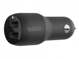 Belkin BOOST CHARGE Dual USB-A Car Charger 24W - Black - Dual ports charge two devices at once from a single car power socket CCB001btBK